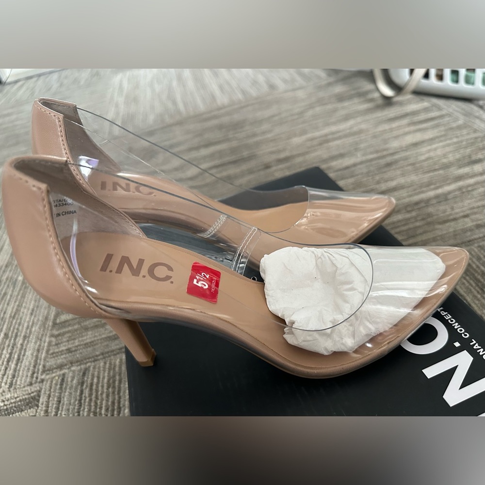 INC clear heels